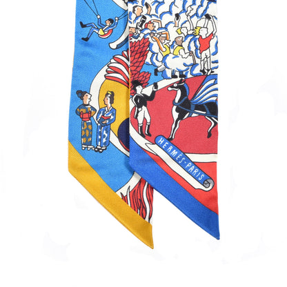 Hermes Silk Exposition Universelle Twilly Rouge Bleu Electrique Gold 2 of 5