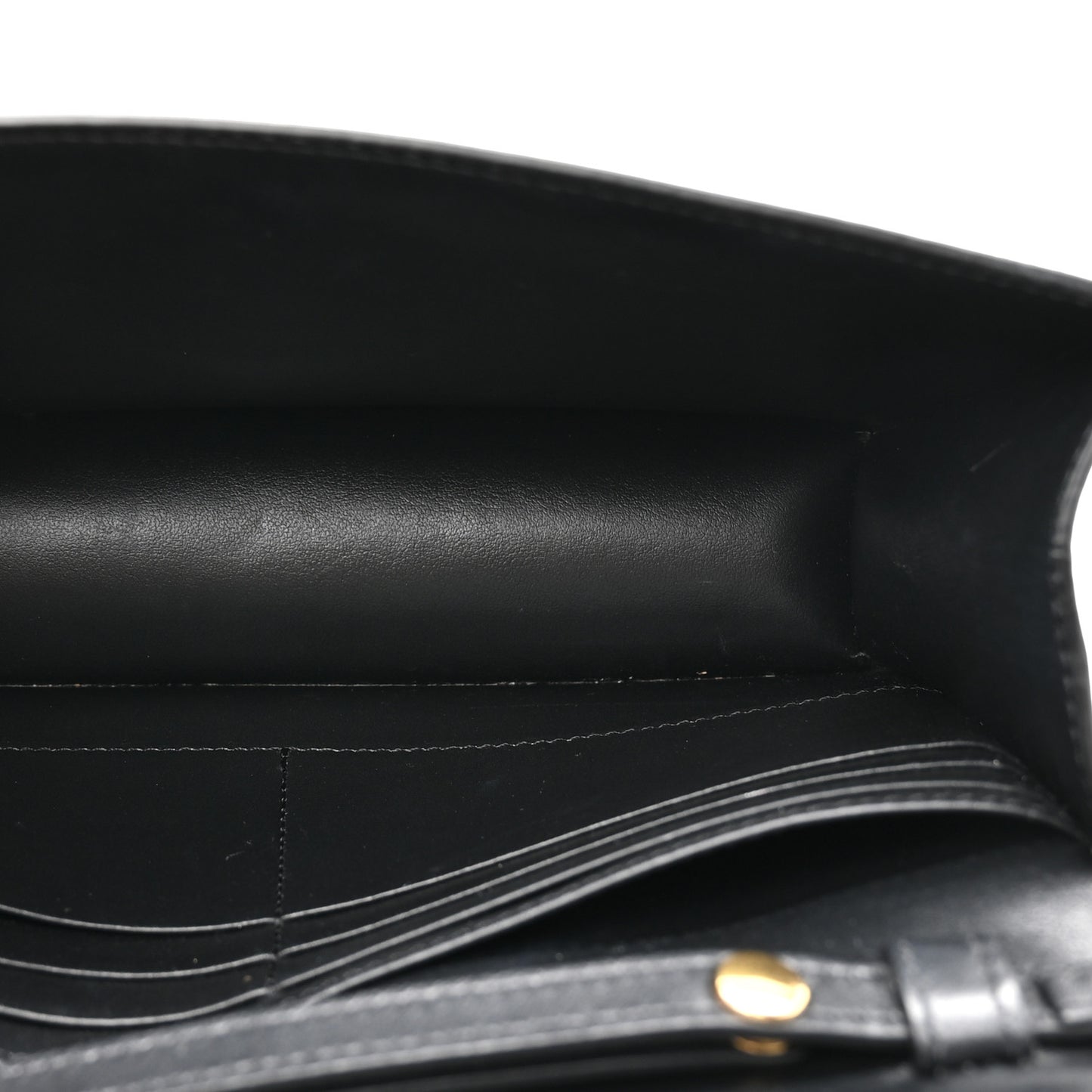 Shiny Calfskin Triomphe Margo Wallet on Chain Black