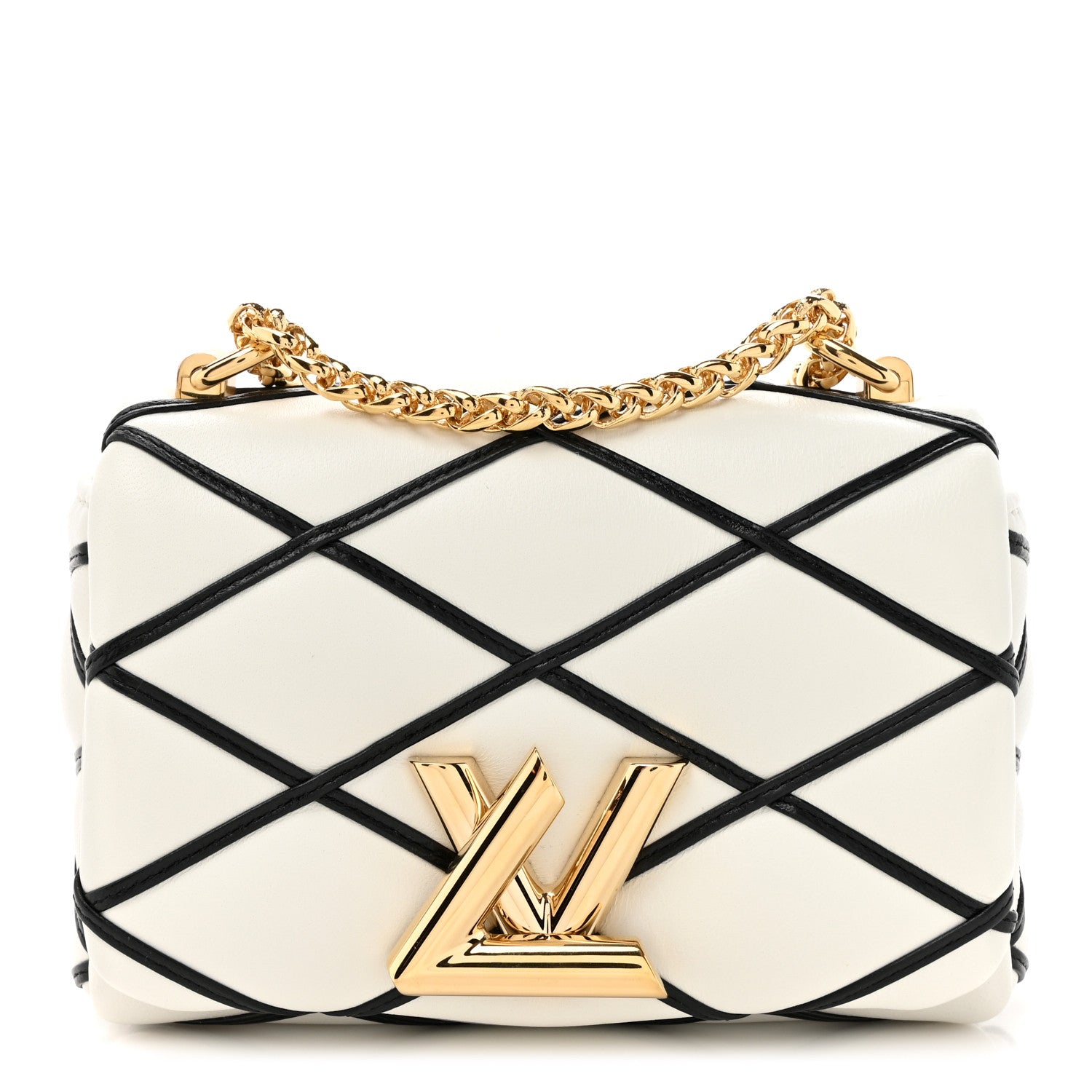 Louis Vuitton Lambskin Malletage Pico GO-14 White Black 1 of 9