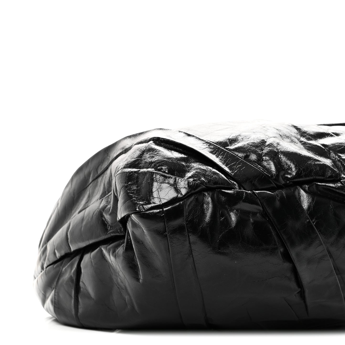Glazed Calfskin Twisted Hobo Black