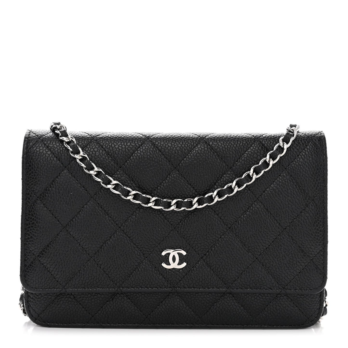 Caviar Quilted Wallet on Chain WOC Black