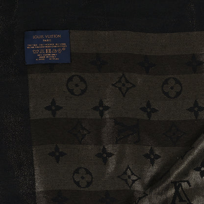 Louis Vuitton Silk Lurex Wool So Shine Monogram Shawl Black 3 of 3