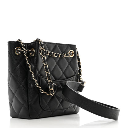 Chanel Caviar Quilted Flap Bucket Bag Black 3 of 11