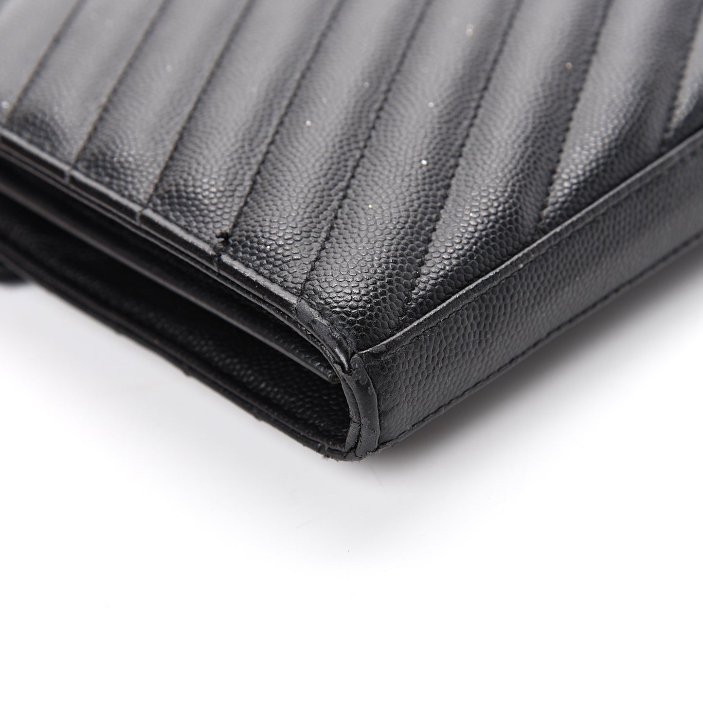 Grain De Poudre Matelasse Chevron Monogram Chain Wallet Black