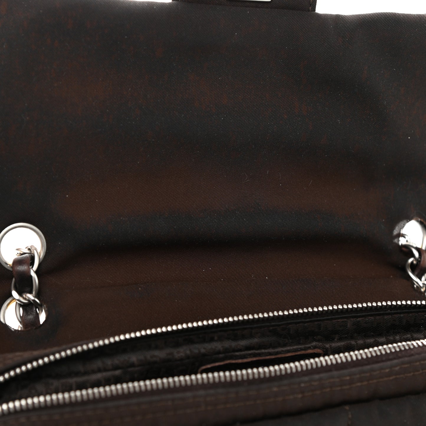 Nylon Square Quilted Flap Dark Brown