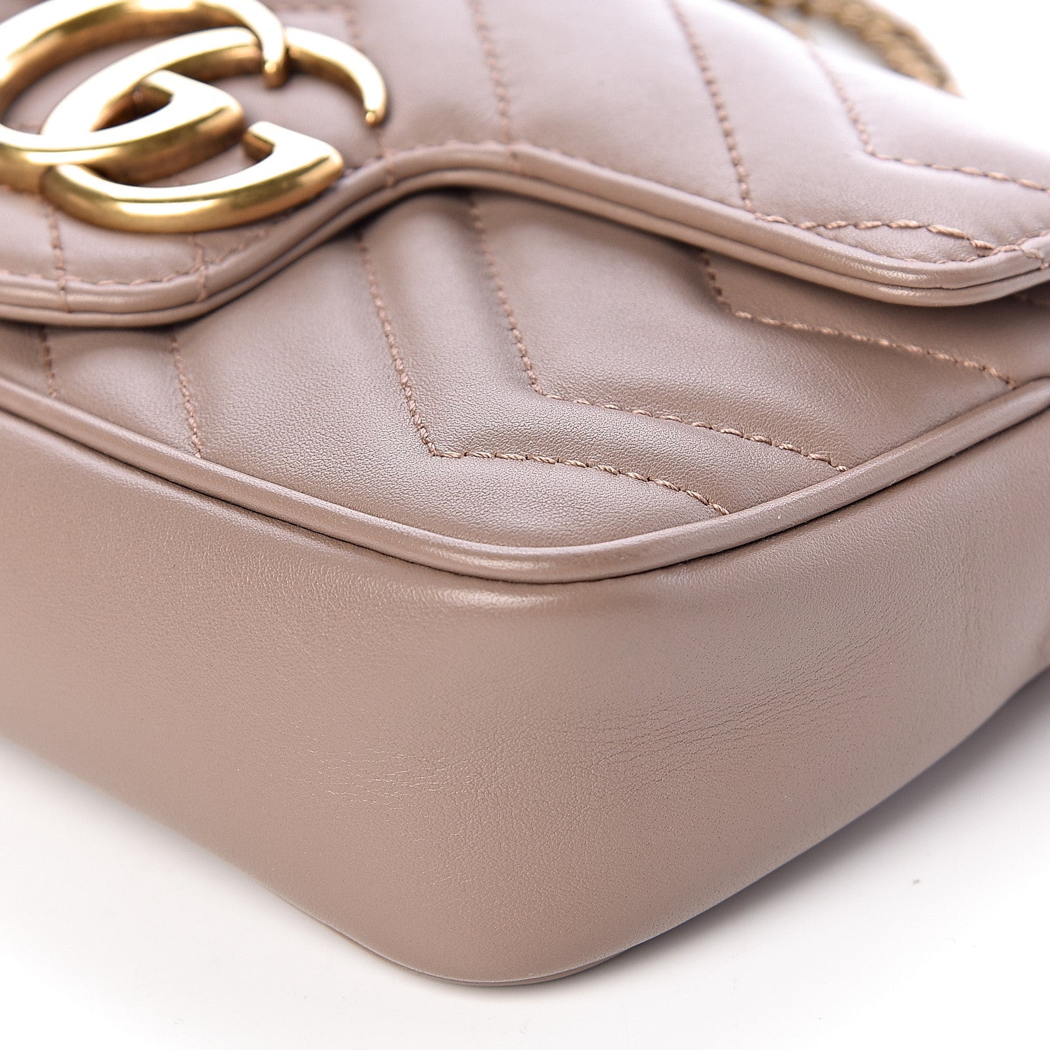 Gucci Calfskin Matelasse Super Mini GG Marmont Shoulder Bag Porcelain Rose 9 of 11