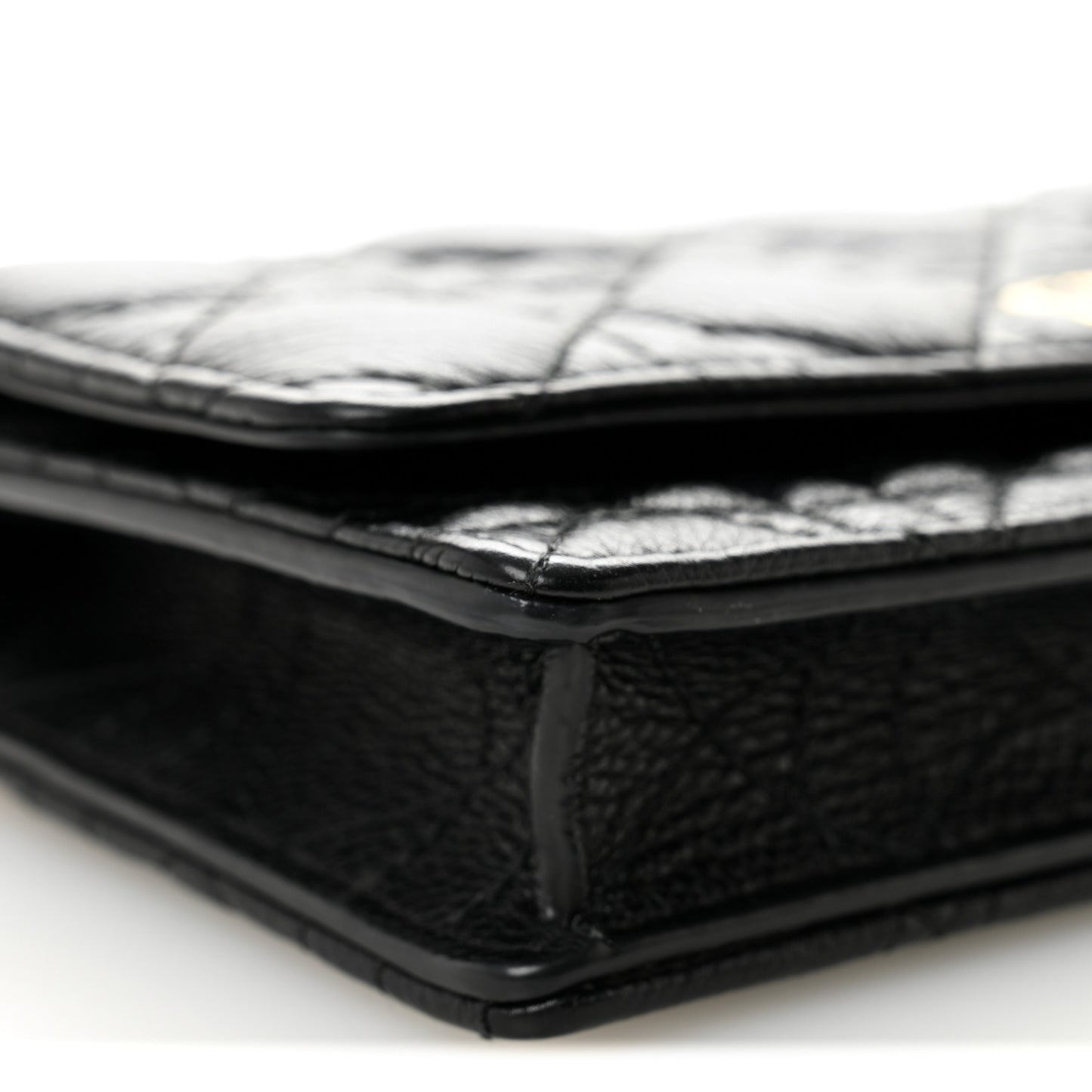Supple Calfskin Caro Pouch with Chain Black