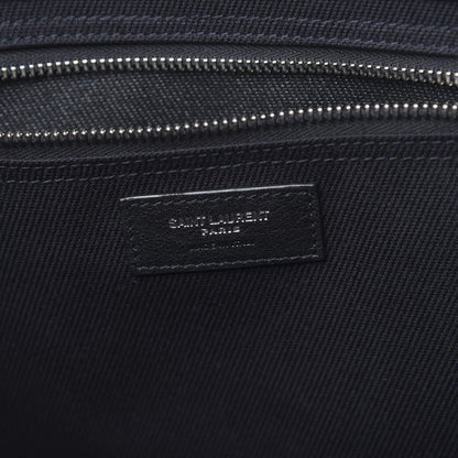 Saint Laurent Canvas Calfskin Rive Gauche North South Noe Tote Black White 5 of 10