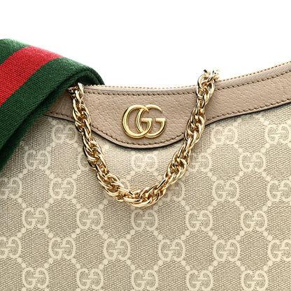 Gucci GG Supreme Monogram Textured Dollar Calfskin Web Small Ophidia GG Handbag Beige Mystic White Oatmeal 8 of 12