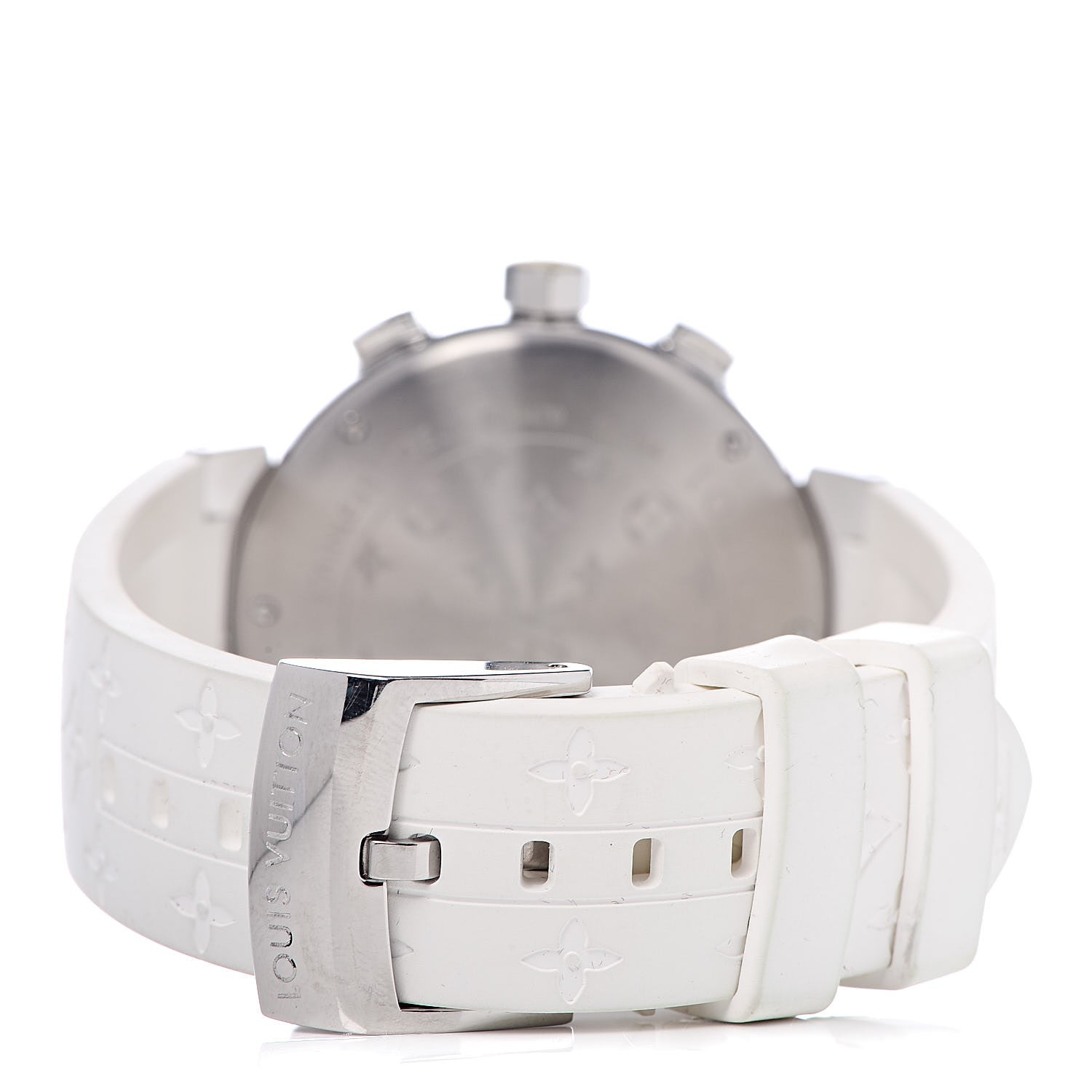Louis Vuitton Stainless Steel Rubber Mother of Pearl 39mm Tambour Lovely Cup Quartz Watch 4 of 7