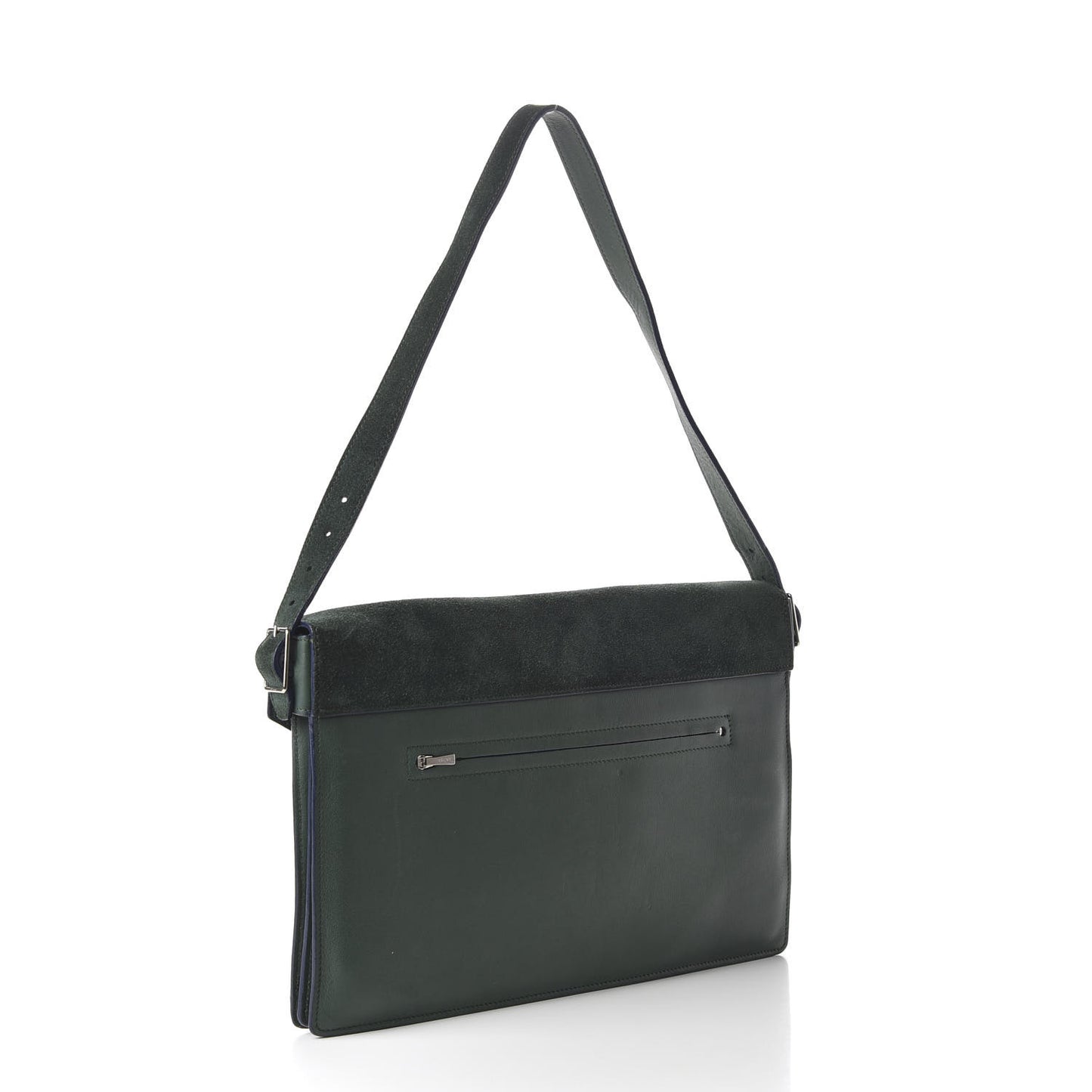 Suede Calfskin Pony Hair Medium Tri-Color Diamond Shoulder Bag Green