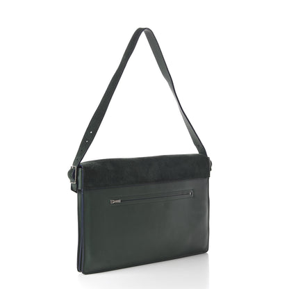 Celine Suede Calfskin Pony Hair Medium Tri-Color Diamond Shoulder Bag Green 3 of 9