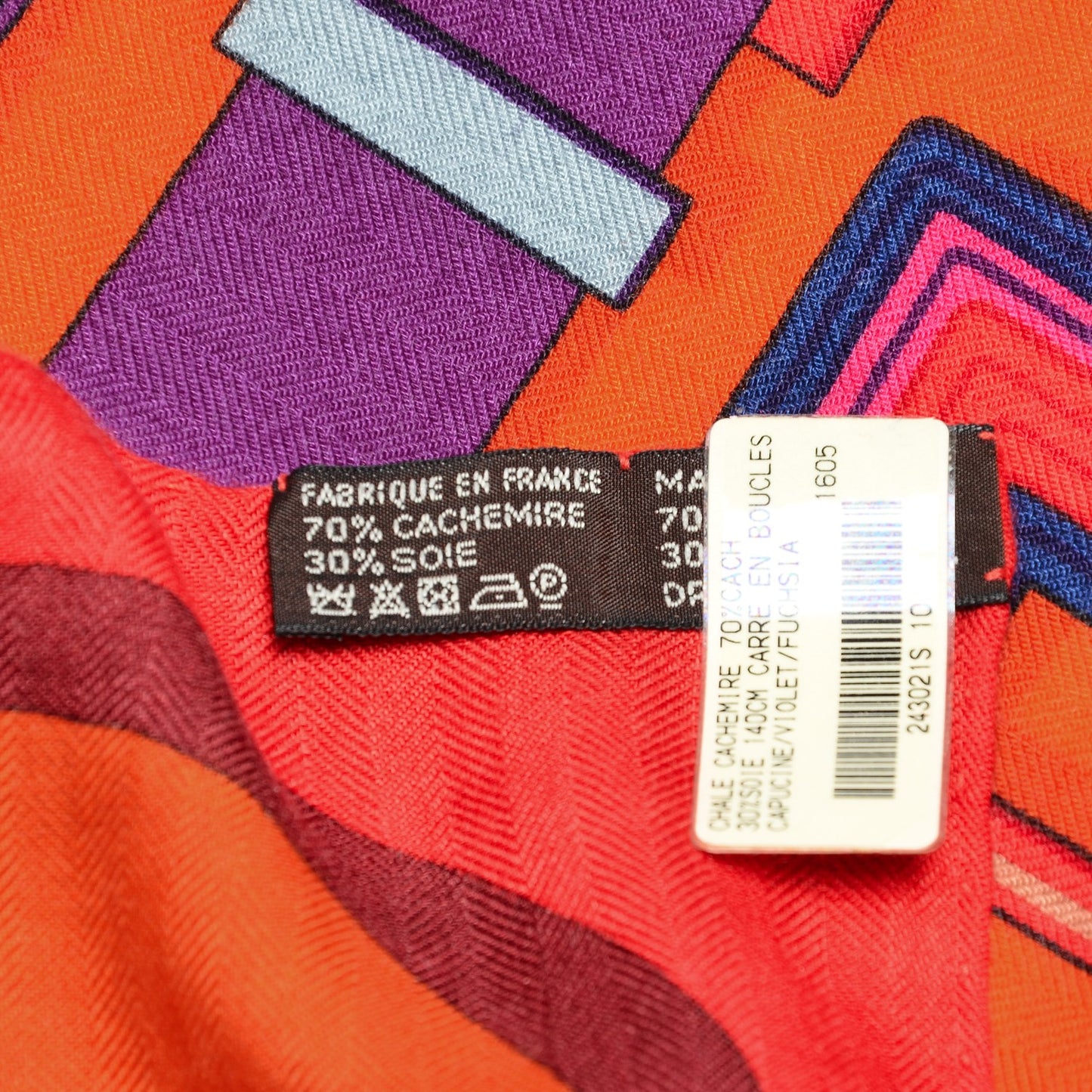 Cashmere Silk Carre En Boucles Shawl 140 Capucine Violet Fuchsia
