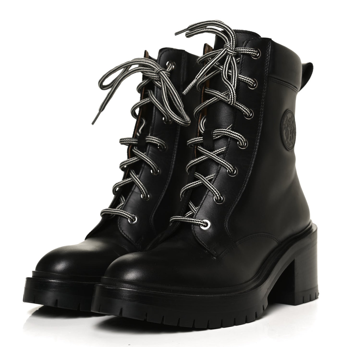 Calfskin Bridge Ankle Boots 36 Black