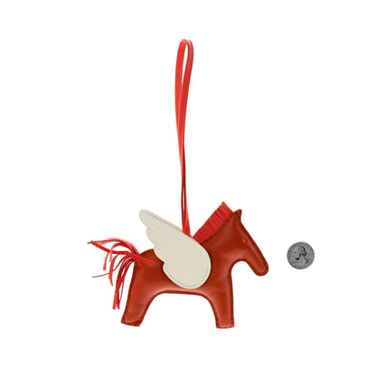 Hermes Milo Lambskin Grigri Rodeo Pegase Horse Bag Charm MM Orange Poppy Craie Terre Battue 2 of 5