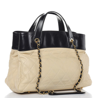 Chanel Calfskin Quilted In The Mix Shopping Tote Beige Black 4 of 10