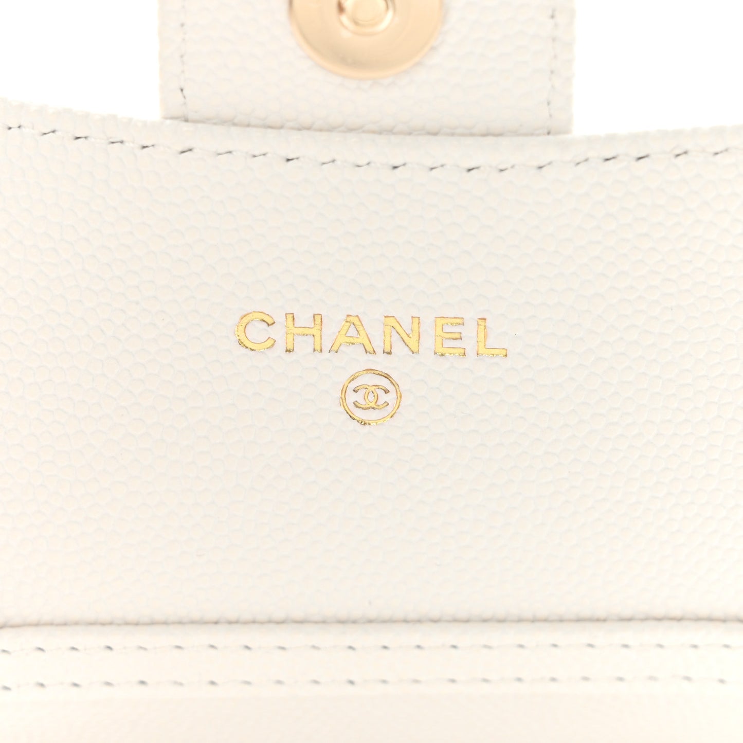 Caviar Quilted Flap Card Holder On Chain White
