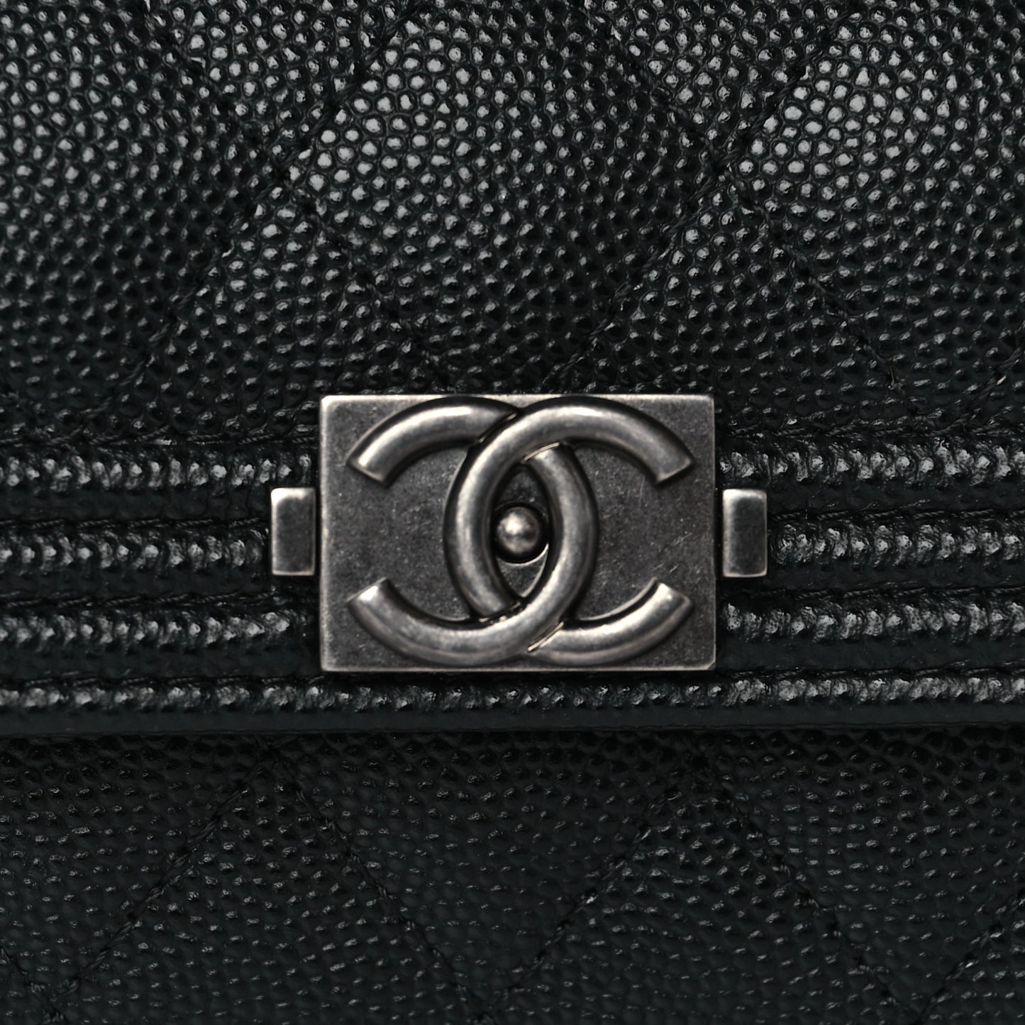Caviar Quilted Boy Flap Card Holder Black