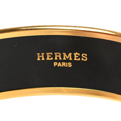 Hermes Enamel Printed Elephant Torana Wide Bracelet 65 Black 3 of 4