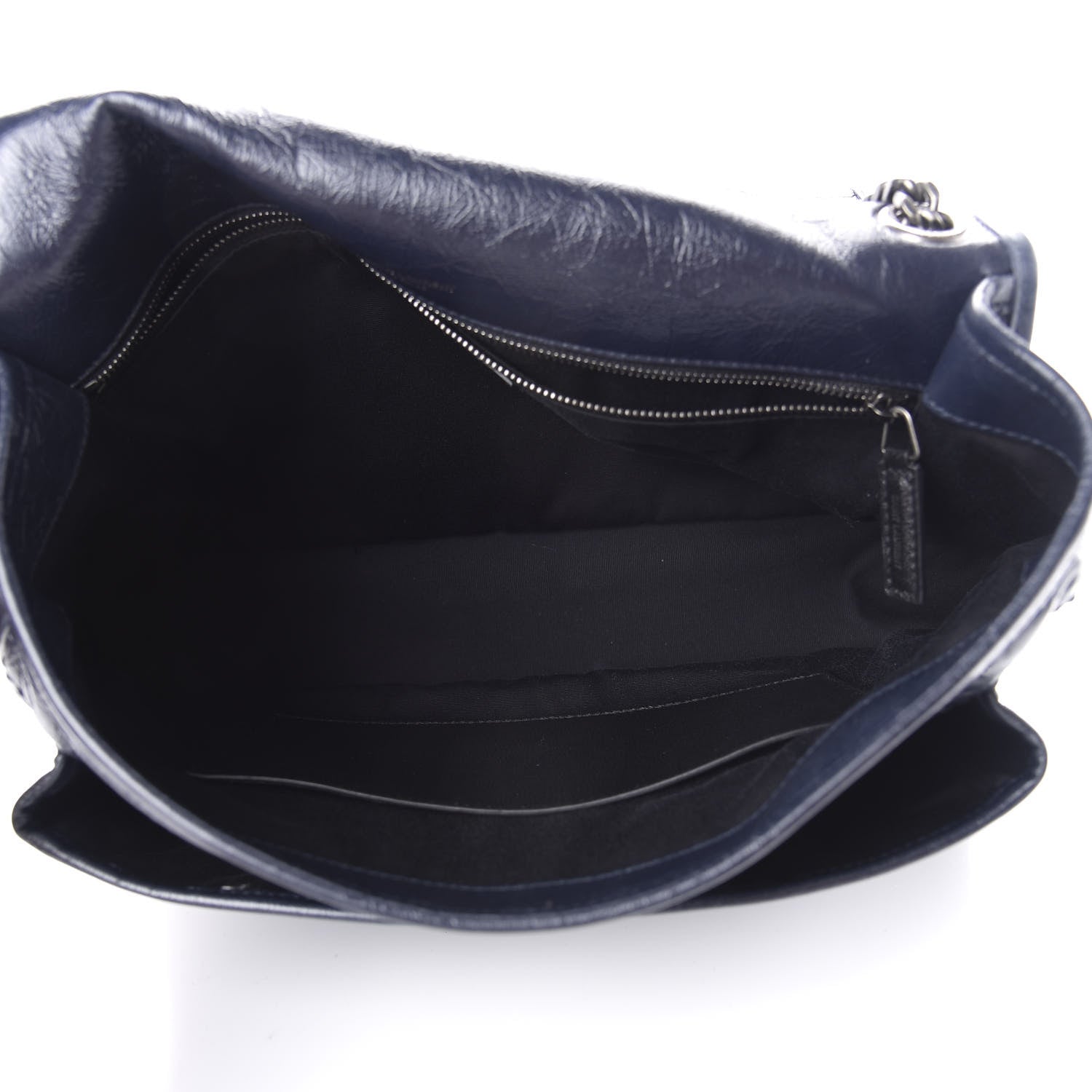 Saint Laurent Crinkled Calfskin Matelasse Monogram Large Niki Chain Satchel Deep Marine 5 of 11