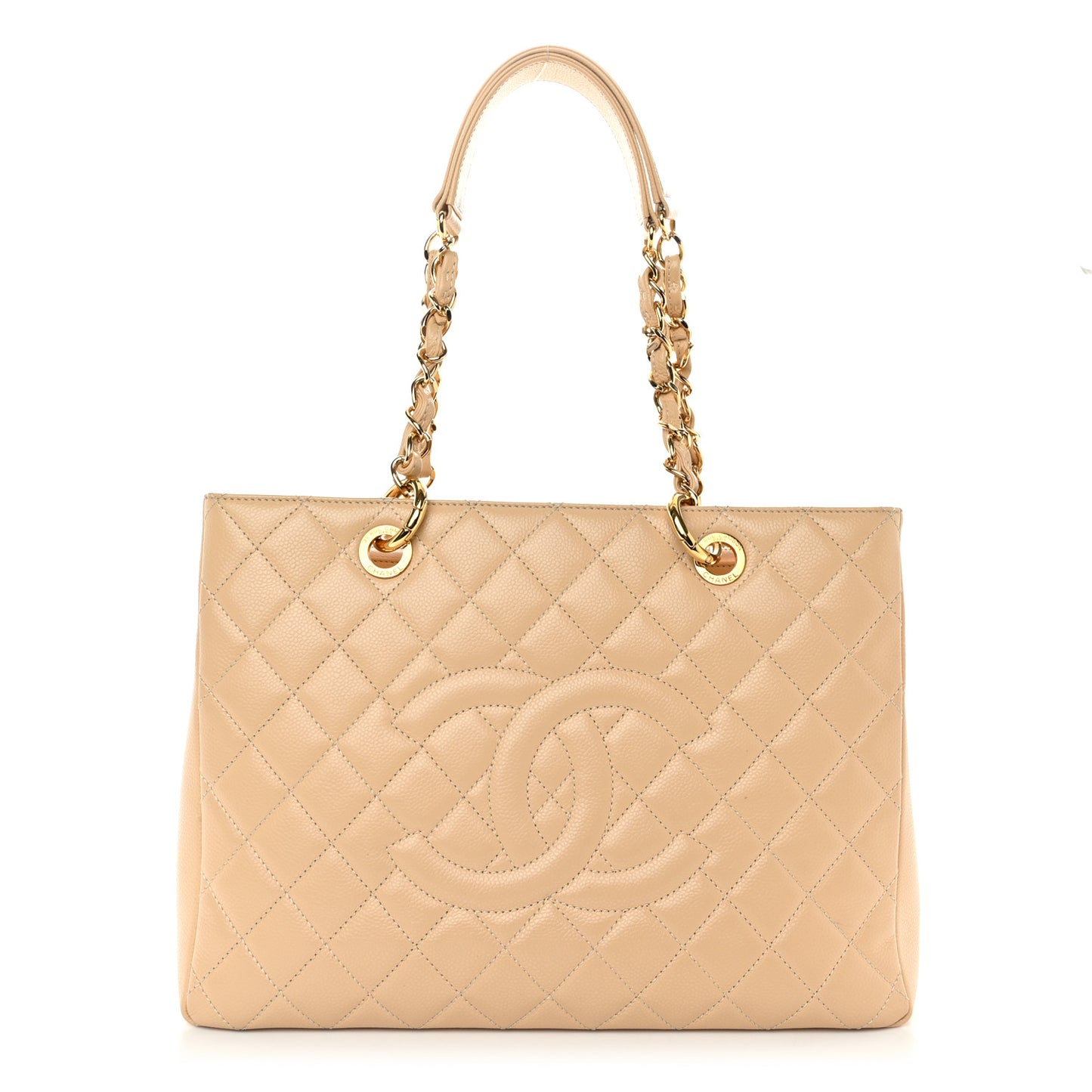 Caviar Quilted Grand Shopping Tote GST Beige