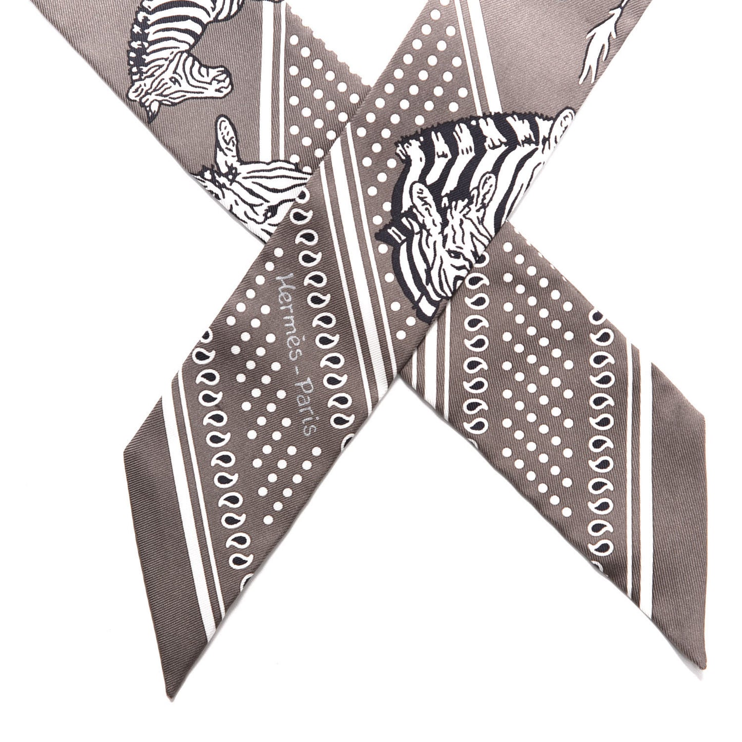Silk Les Zebres Twilly Gris Taupe Black White