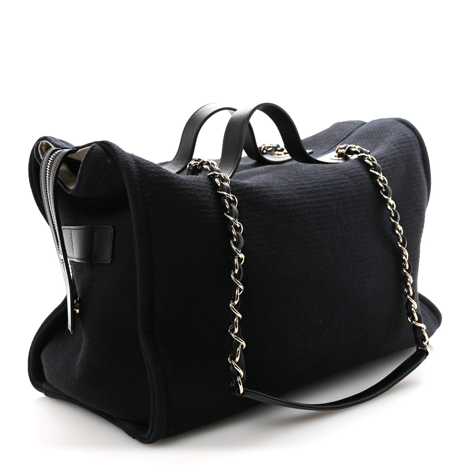 Chanel Mixed Fibers Large Deauville Bowling Bag  Black 3 of 9