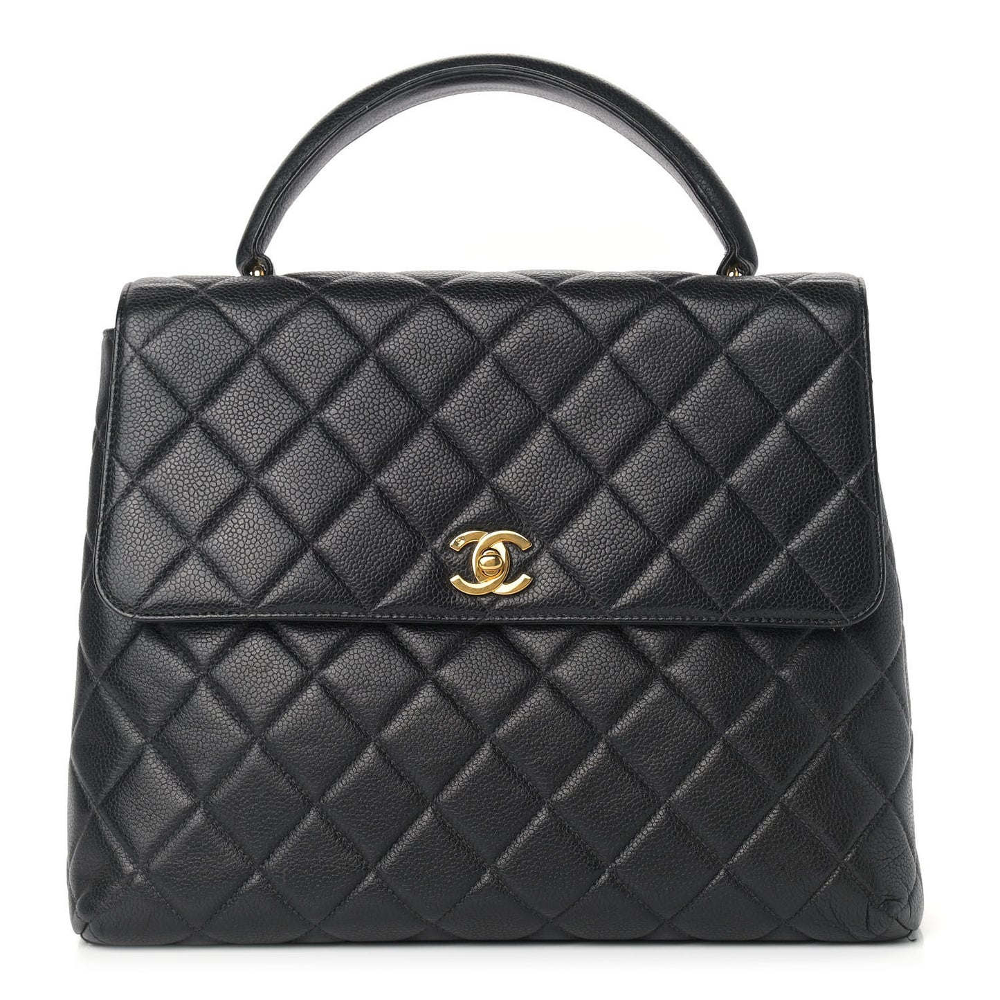 Caviar Quilted Jumbo Kelly Flap Black