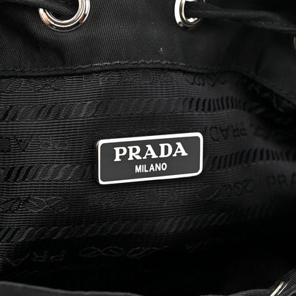 Prada Tessuto Nylon Saffiano Grommets Mini Bucket Crossbody Bag Black 6 of 11