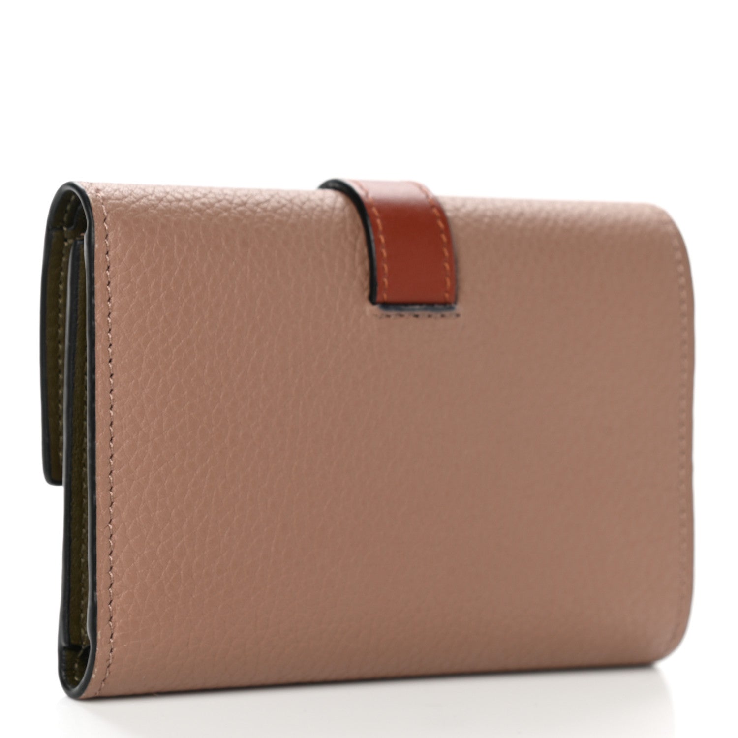 Loewe Grained Calfskin Small Vertical Wallet Dark Blush Dark Olive 3 of 11