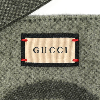 Gucci Cashmere Monogram Jumbo GG Canvy Fringe Scarf Green Grey 3 of 3