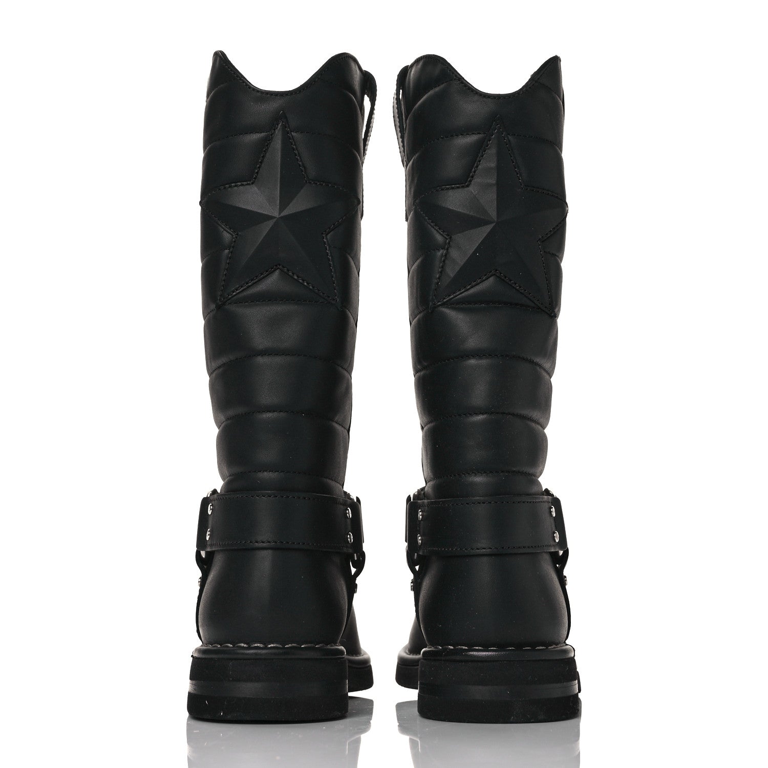 Chanel Oily Calfskin Star Quilted Biker Boots 36 Black 5 of 7