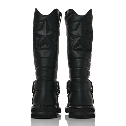 Chanel Oily Calfskin Star Quilted Biker Boots 36 Black 5 of 7
