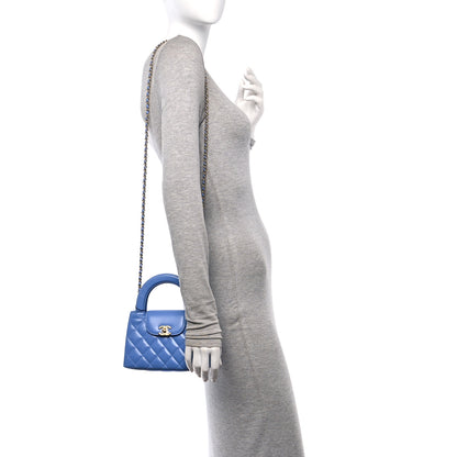Chanel Shiny Aged Calfskin Quilted Nano Kelly Shopper Blue 2 of 11