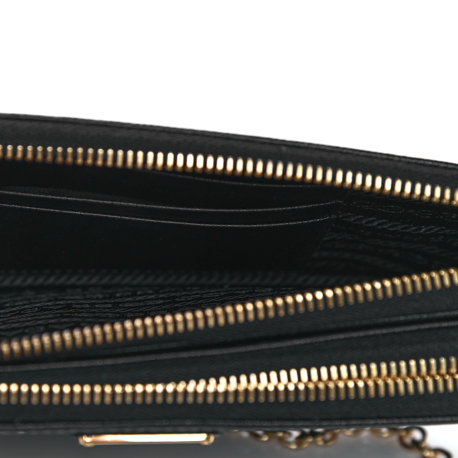Prada Saffiano Lux Mini Double Zip Chain Crossbody Bag Black 4 of 10