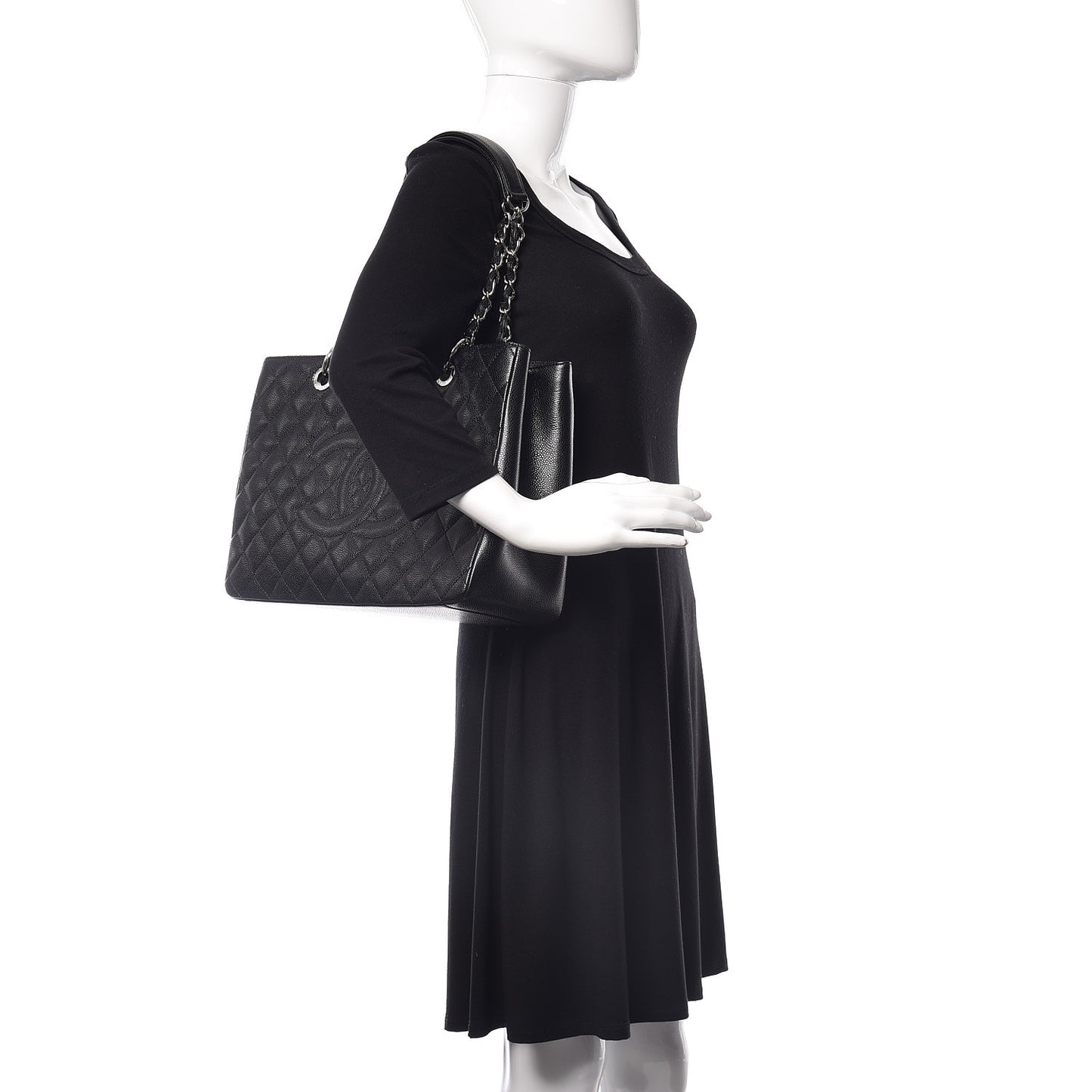 Caviar Quilted Grand Shopping Tote GST Black