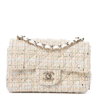 Chanel Tweed Quilted Mini Rectangular Flap Off White 1 of 9