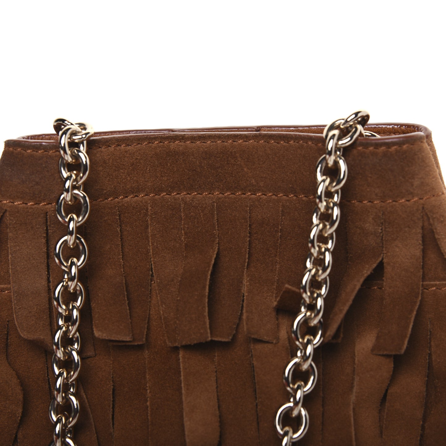 Suede Fringe Mini Bucket Bag