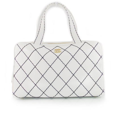 Chanel Leather Diamond Stitch Surpique Bowler 1 of 10