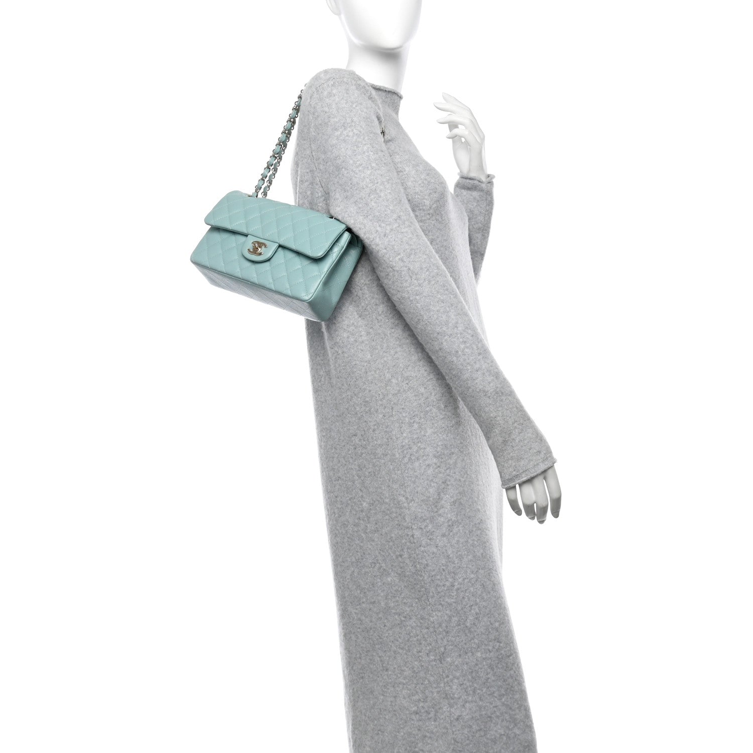 Chanel Caviar Quilted Small Double Flap Light Blue 3 of 10