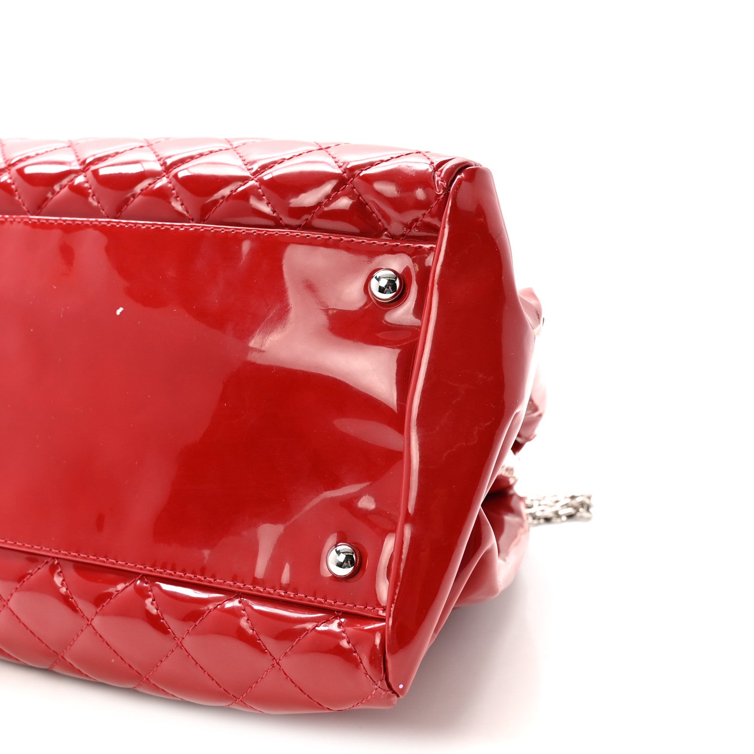 Chanel Patent Quilted Large Just Mademoiselle Bowling Bag Red 10 of 10