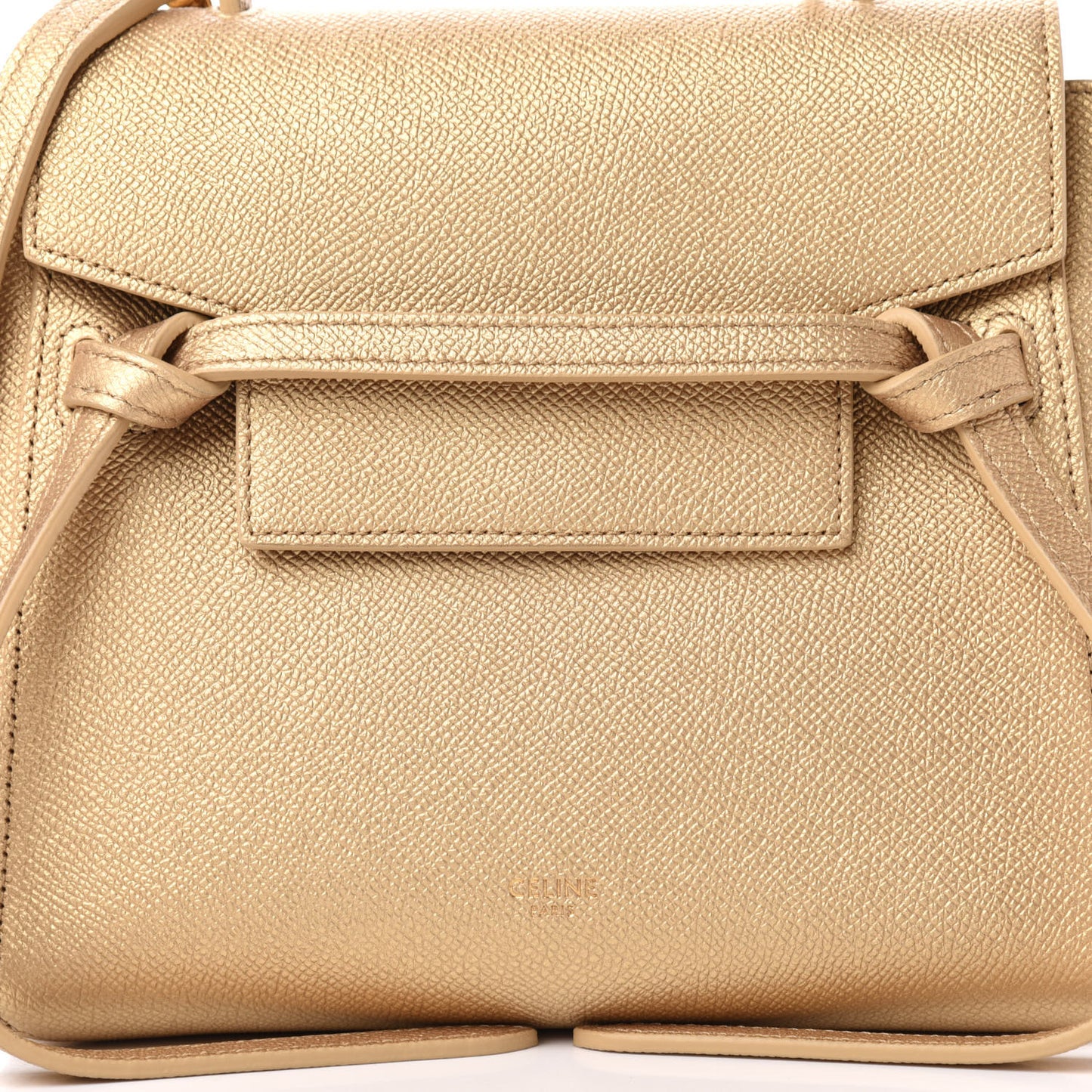 Laminated Calfskin Nano Belt Bag Gold