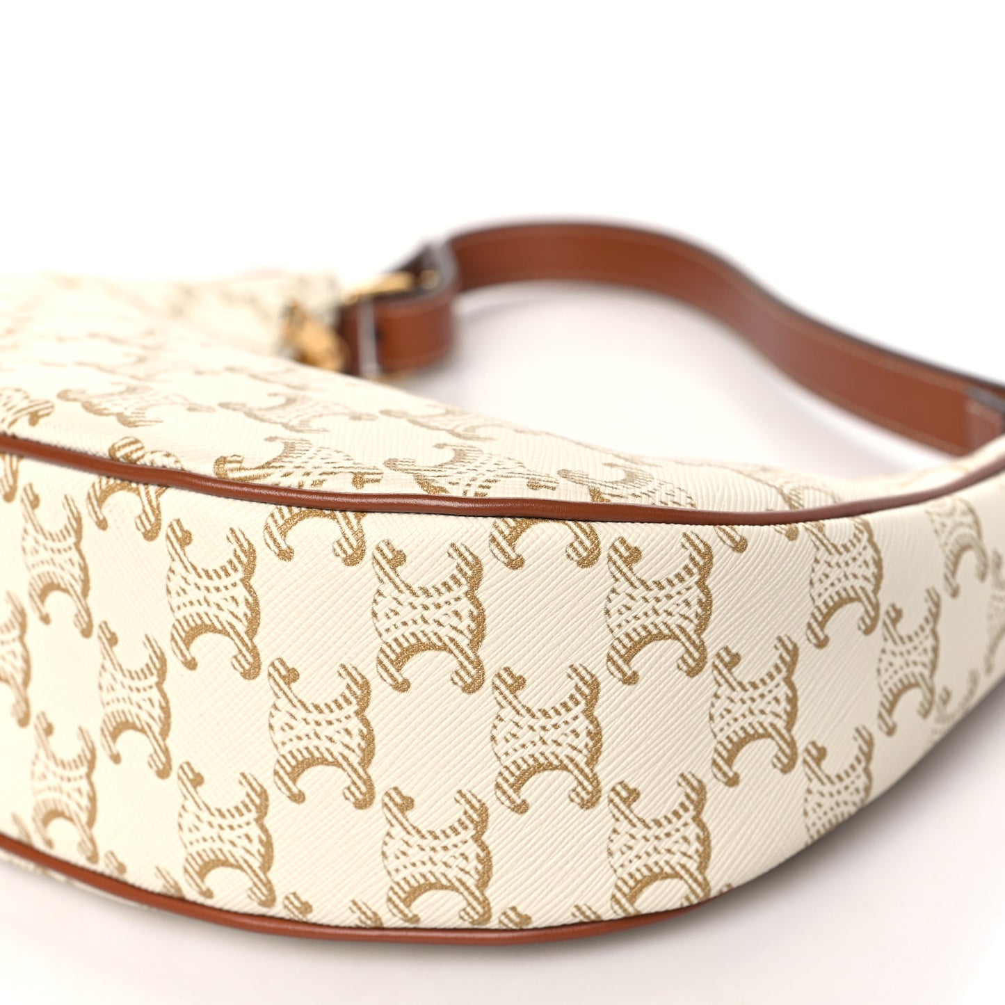 Canvas Calfskin Ava Triomphe Shoulder Bag White