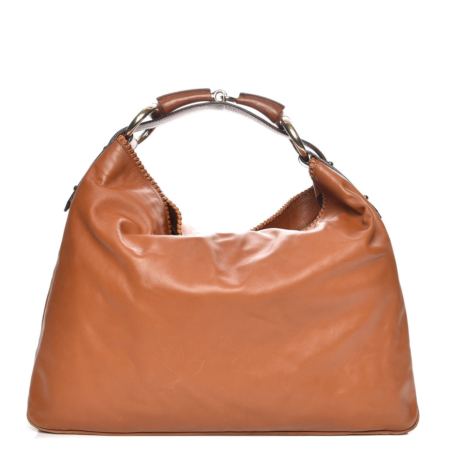 Calfskin Large Horsebit Chain Hobo Brown