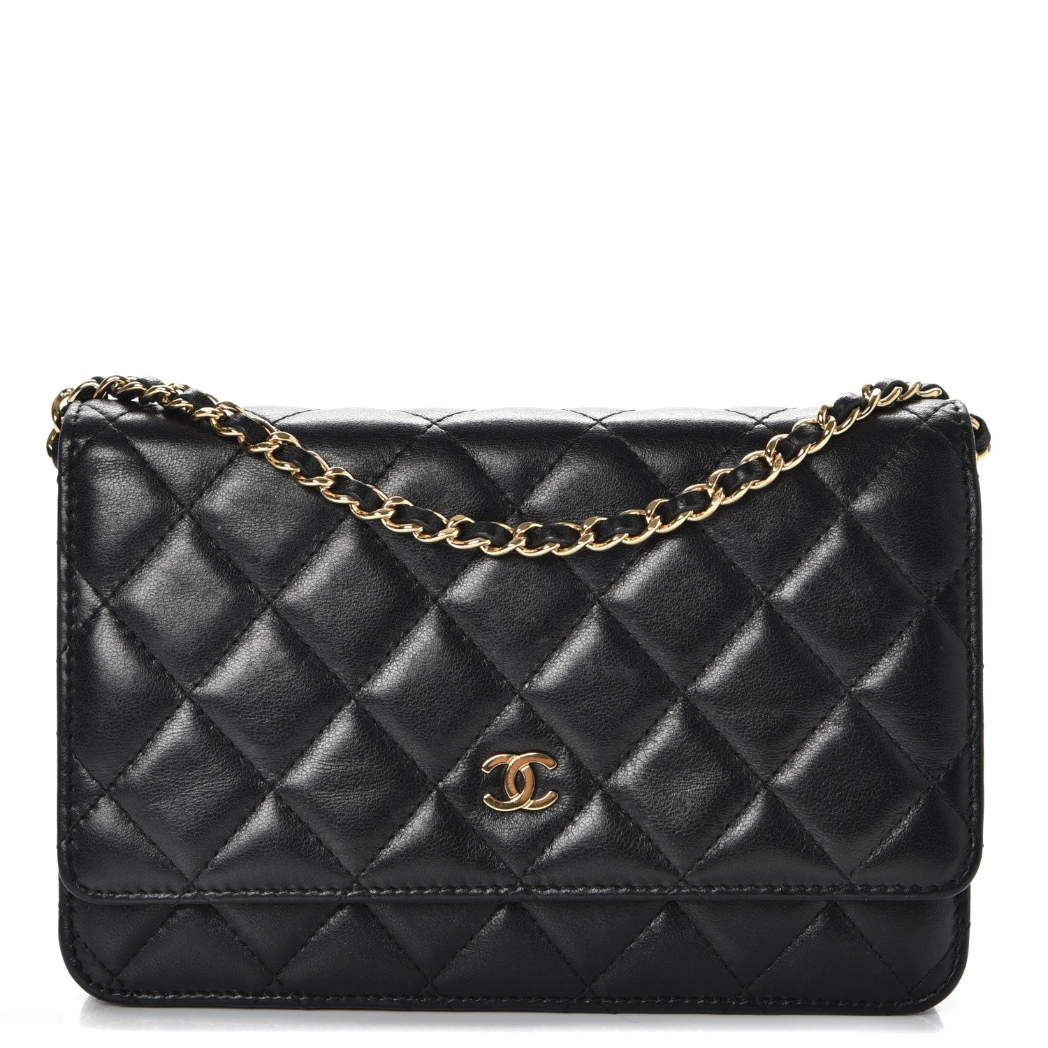 Chanel Lambskin Quilted Wallet On Chain WOC Black 1 of 9