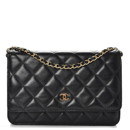 Chanel Lambskin Quilted Wallet On Chain WOC Black 1 of 9