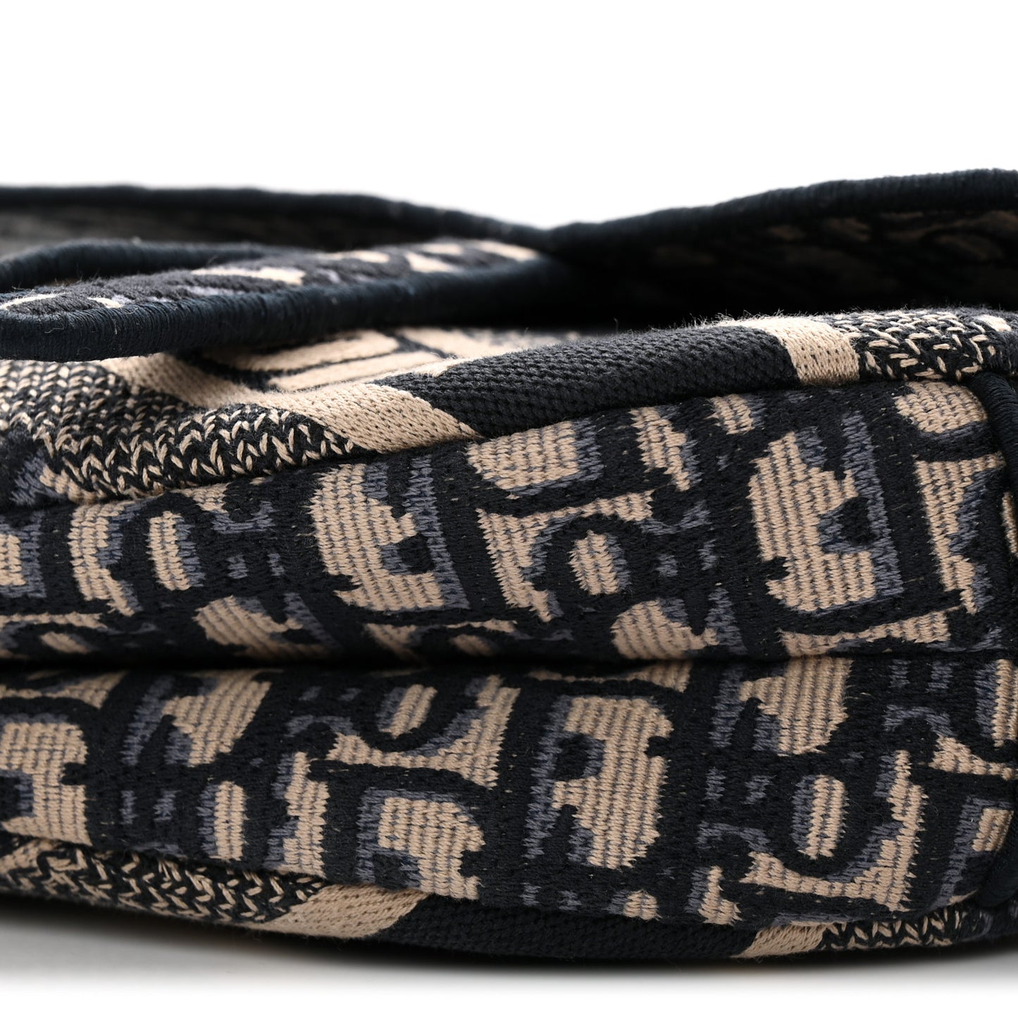 Oblique Embroidered Saddle Bag Blue