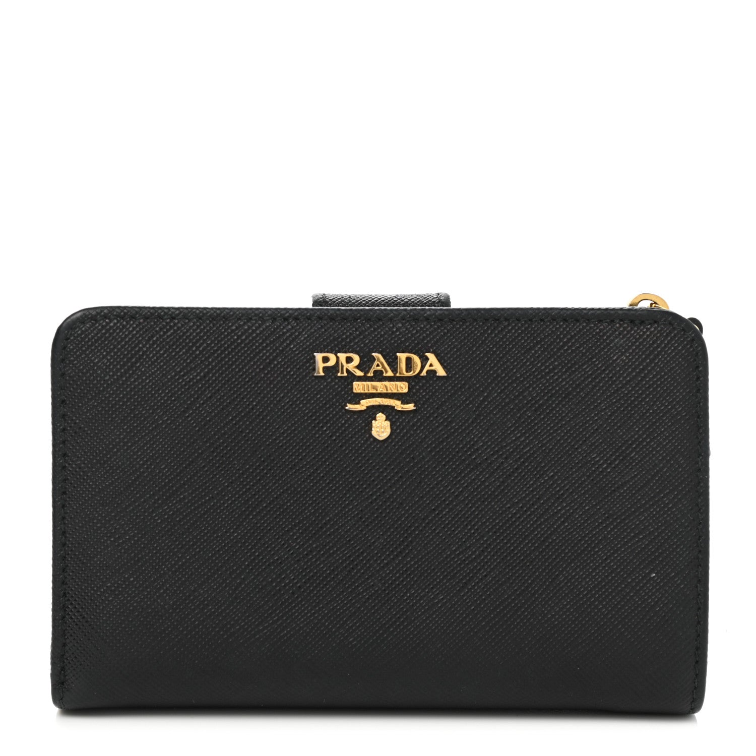 Prada Saffiano Metal Compact Wallet Black 1 of 7