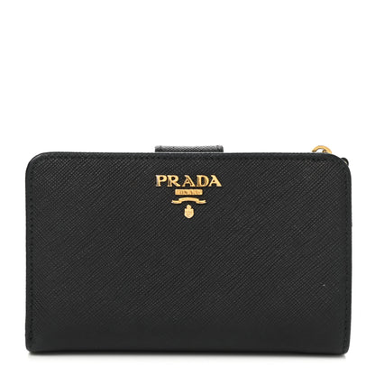 Prada Saffiano Metal Compact Wallet Black 1 of 7