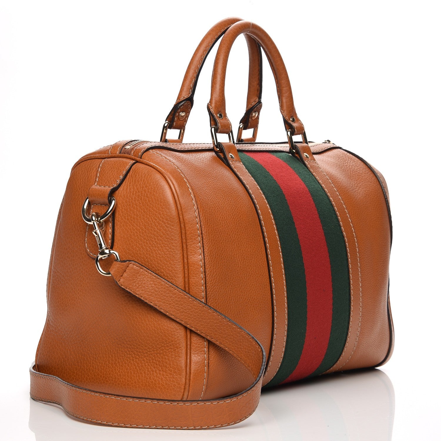Gucci Calfskin Vintage Web Medium Boston Tobacco 4 of 8
